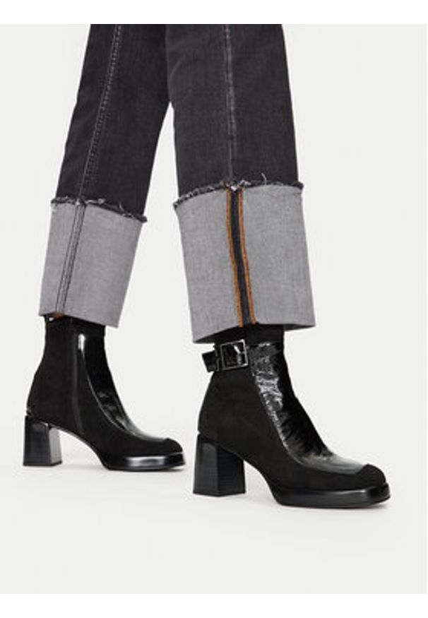 Hispanitas Botki Velour Str-I24 HI243664 Czarny. Kolor: czarny. Materiał: skóra