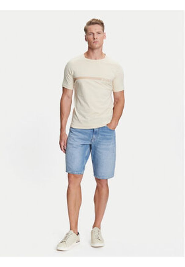 BOSS T-Shirt 50517970 Beżowy Slim Fit. Kolor: beżowy. Materiał: bawełna