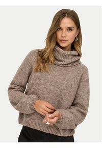 only - ONLY Golf Gila 15358571 Brązowy Regular Fit. Typ kołnierza: golf. Kolor: brązowy. Materiał: syntetyk #6