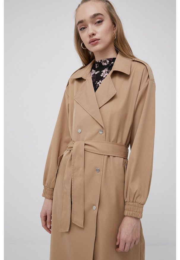 only - Only trencz damski kolor beżowy przejściowy. Okazja: na co dzień. Kolor: beżowy. Styl: casual