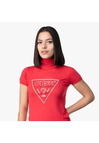 Sweter damski Guess Geralde (W0BR0RZ2NQ0-G5F0). Kolor: czerwony. Materiał: denim, materiał, jeans. Sezon: lato. Styl: młodzieżowy #1