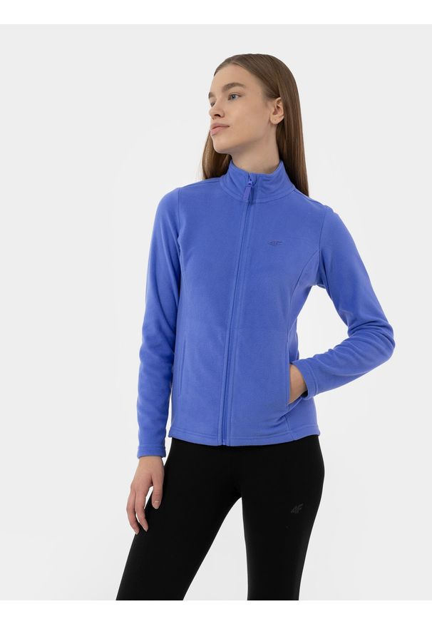 4f - Polar ze stójką regular damski. Typ kołnierza: kołnierzyk stójkowy. Kolor: niebieski. Materiał: polar