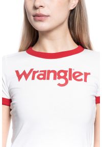 Wrangler - WRANGLER RINGER TEE DAMSKI T-SHIRT KOSZULKA NADRUK LOGO OFFWHITE W7385G202. Wzór: nadruk #3