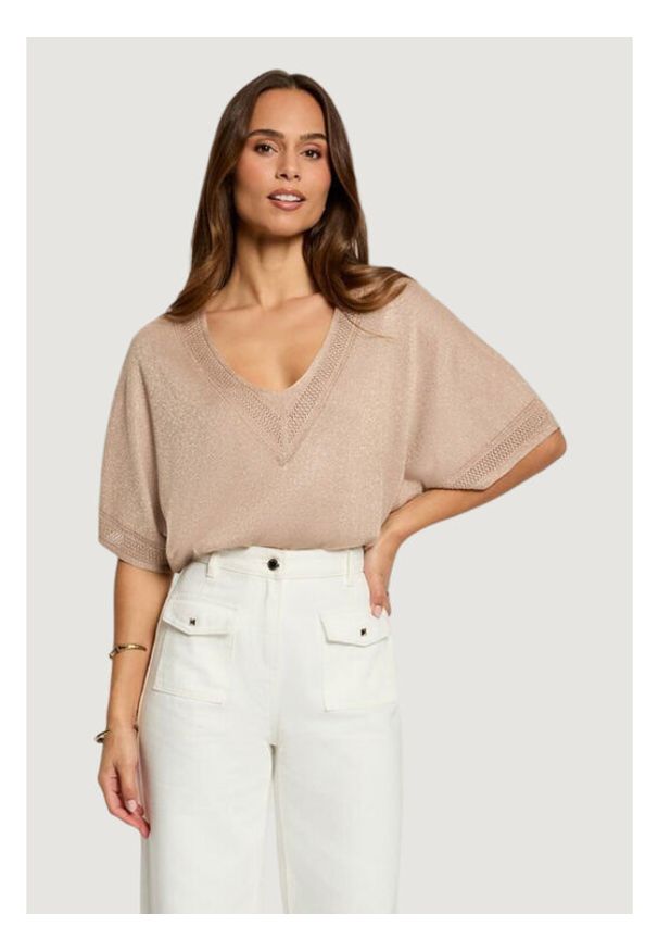 Morgan Bluzka 241-MCHRIS Beżowy Relaxed Fit. Kolor: beżowy. Materiał: wiskoza