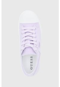 Guess tenisówki PRANZE damskie kolor fioletowy. Nosek buta: okrągły. Zapięcie: sznurówki. Kolor: fioletowy. Materiał: guma #2