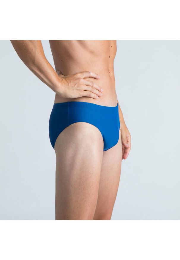 Decathlon - Slipki pływackie męskie Nabaiji 100 Basic. Kolor: niebieski, wielokolorowy, biały. Materiał: poliester, materiał, elastan