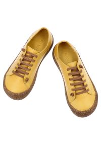 Półbuty damskie Ravini, ze skóry naturalnej licowej sznurowanie wygodna elastyczna podeszwa styl casual, żółte, 1301. Okazja: na co dzień. Zapięcie: sznurówki. Kolor: żółty. Materiał: skóra. Szerokość cholewki: normalna. Wzór: gładki. Styl: casual #7