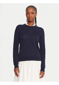 Lacoste Sweter AF4145 Granatowy Regular Fit. Kolor: niebieski. Materiał: bawełna