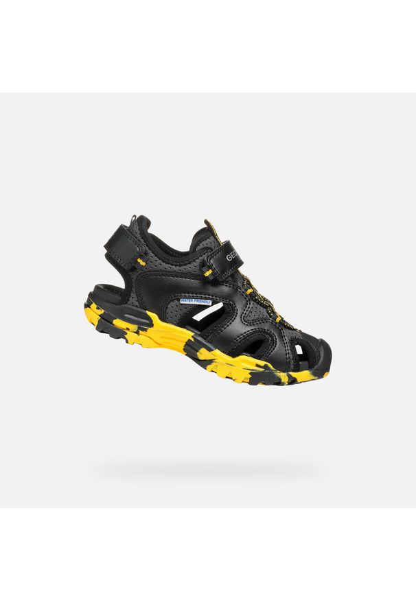 Geox - Sandały GEOX J BOREALIS B Czarny. Kolor: czarny, wielokolorowy, żółty. Materiał: syntetyk, tkanina. Sezon: lato
