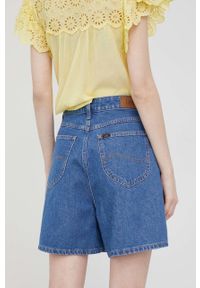 Lee szorty jeansowe damskie kolor granatowy gładkie high waist. Okazja: na co dzień. Stan: podwyższony. Kolor: niebieski. Materiał: jeans. Wzór: gładki. Styl: casual #5