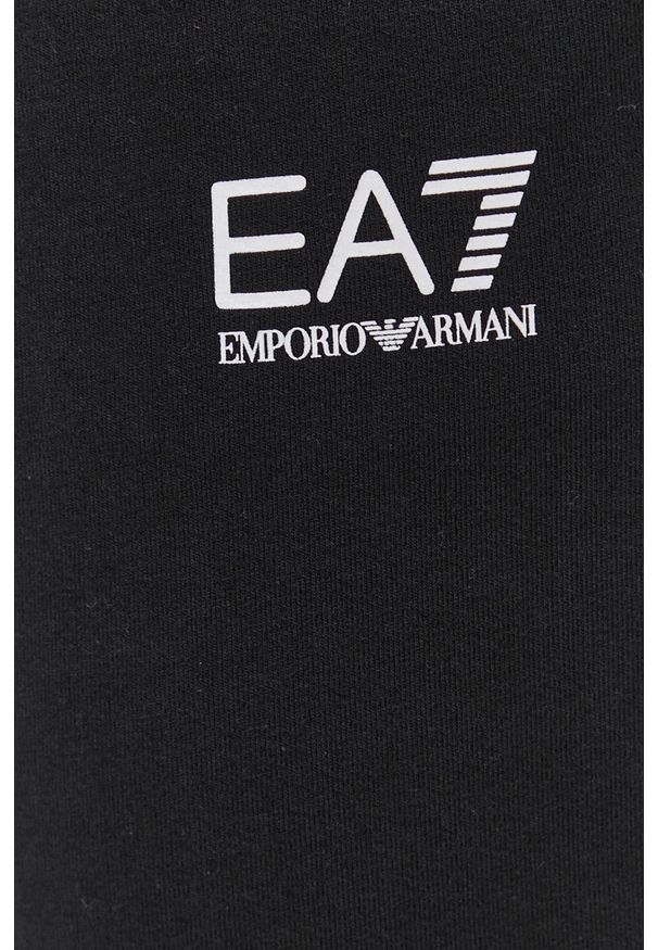 EA7 Emporio Armani Spodnie damskie kolor czarny gładkie. Kolor: czarny. Materiał: dzianina. Wzór: gładki