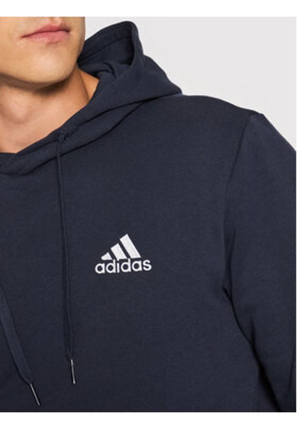 Adidas - adidas Bluza FeelCozy Hoodie H12216 Granatowy Regular Fit. Kolor: niebieski. Materiał: bawełna