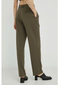 Samsoe & Samsoe - Samsoe Samsoe spodnie damskie kolor zielony proste high waist. Okazja: na co dzień. Stan: podwyższony. Kolor: zielony. Materiał: tkanina, poliester. Styl: casual #3