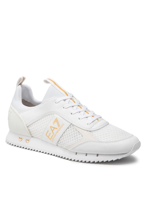 Sneakersy EA7 Emporio Armani X8X027 XK050 Q597 Triple White/Gold. Kolor: biały. Materiał: materiał