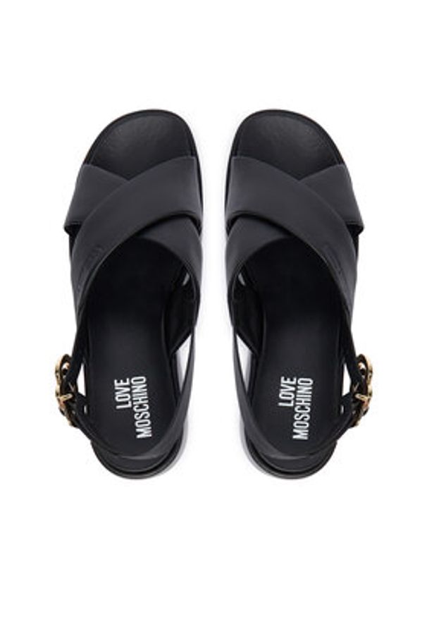 Love Moschino - LOVE MOSCHINO Sandały JA16137I0OIA0000 Czarny. Kolor: czarny. Materiał: skóra