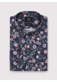 Pako Lorente - PAKO LORENTE – Granatowa koszula męska w kwiaty. Kolor: niebieski. Materiał: bawełna, elastan. Długość rękawa: długi rękaw. Długość: długie. Wzór: kwiaty #7