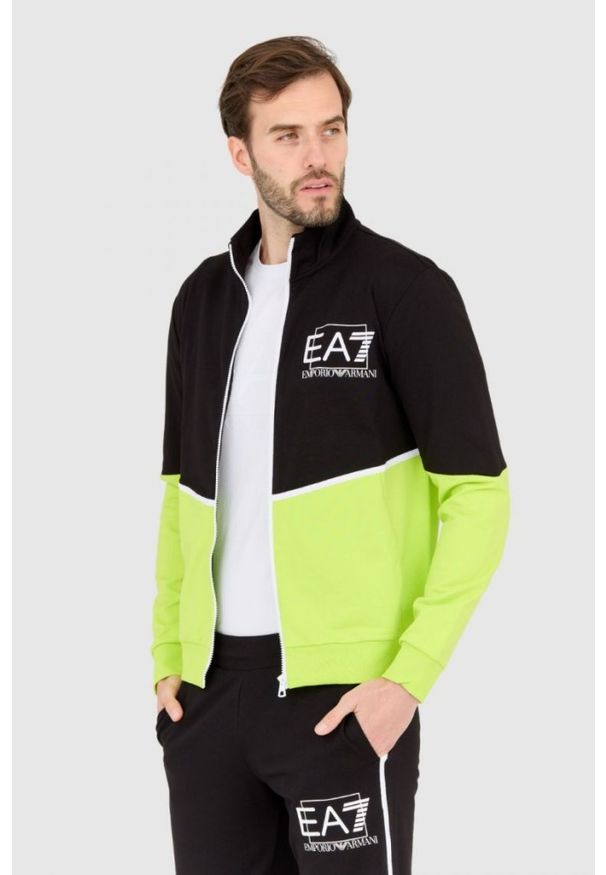 EA7 Emporio Armani - EA7 Dres czarno-zielony. Kolor: czarny. Materiał: dresówka