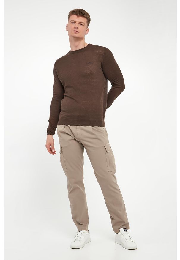 Aeronautica Militare - Sweter męski lniany AERONAUTICA MILITARE. Materiał: len