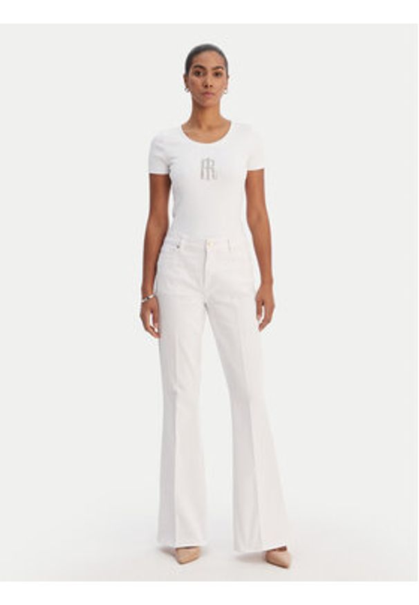 Fracomina T-Shirt FP26ST3001J42701 Biały Slim Fit. Kolor: biały. Materiał: syntetyk