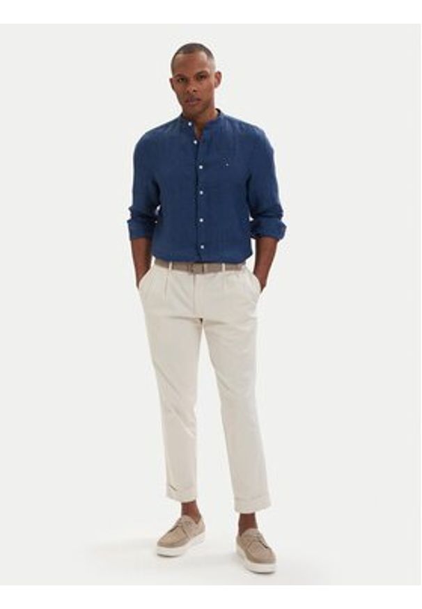TOMMY HILFIGER - Tommy Hilfiger Koszula MW0MW39271 Niebieski Slim Fit. Kolor: niebieski. Materiał: len