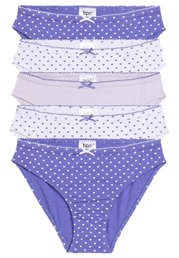 bonprix - Figi z miękką bawełną z satynową kokardką (5 par). Kolor: fioletowy. Materiał: satyna, bawełna