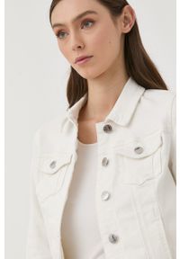 Morgan kurtka jeansowa damska kolor biały przejściowa. Okazja: na co dzień. Kolor: biały. Materiał: jeans. Wzór: gładki. Styl: casual