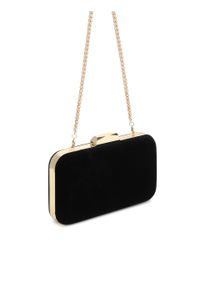 Kazar - Wieczorowa torebka puzderko na złotym łańcuszku. Kolor: czarny. Rozmiar: małe. Styl: wizytowy. Rodzaj torebki: na ramię #3