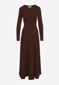 Renee - Brązowa Rozkloszowana Sukienka z Bawełny Tusmala. Okazja: na co dzień. Kolor: brązowy. Materiał: bawełna. Typ sukienki: proste. Styl: casual, elegancki #7