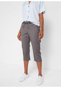 bonprix - Spodnie rybaczki z wiązanym troczkiem. Kolor: szary #1