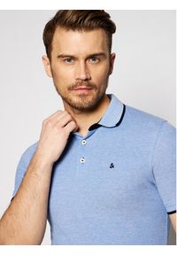 Jack & Jones - Jack&Jones Polo Paulos 12136668 Niebieski Slim Fit. Typ kołnierza: polo. Kolor: niebieski. Materiał: bawełna