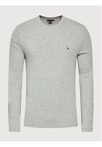 TOMMY HILFIGER - Tommy Hilfiger Longsleeve Stretch Long Sleeve MWW0MW1080 Szary Slim Fit. Kolor: szary. Materiał: bawełna. Długość rękawa: długi rękaw