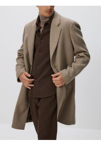 Reserved - Płaszcz z domieszką wełny - beżowy. Kolor: beżowy. Materiał: wełna #1