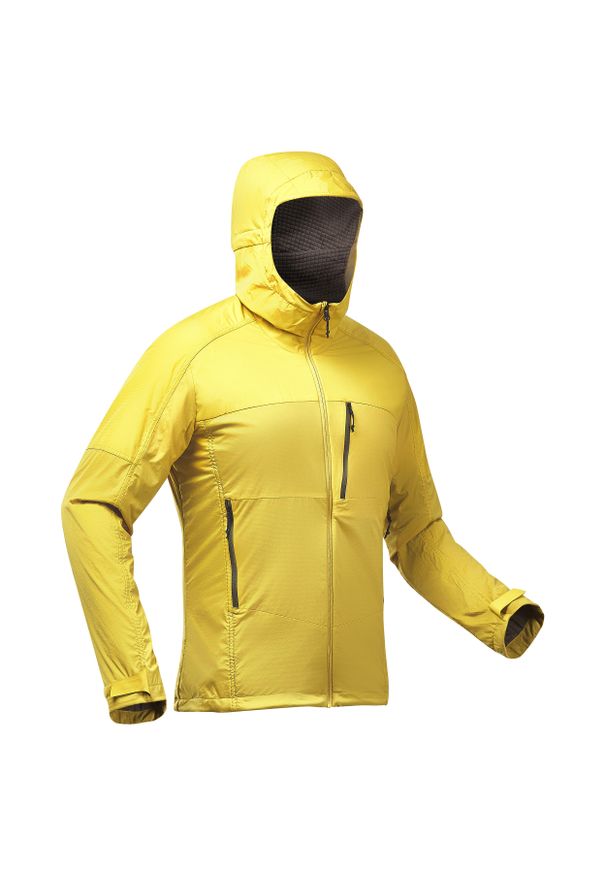 FORCLAZ - Kurtka softshell trekkingowa męska Forclaz MT900 WIindWarm. Kolor: wielokolorowy, pomarańczowy, niebieski. Materiał: softshell