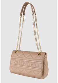 Valentino by Mario Valentino - VALENTINO Beżowa torebka Ada Flap Bag. Kolor: beżowy. Materiał: pikowane. Rodzaj torebki: na ramię