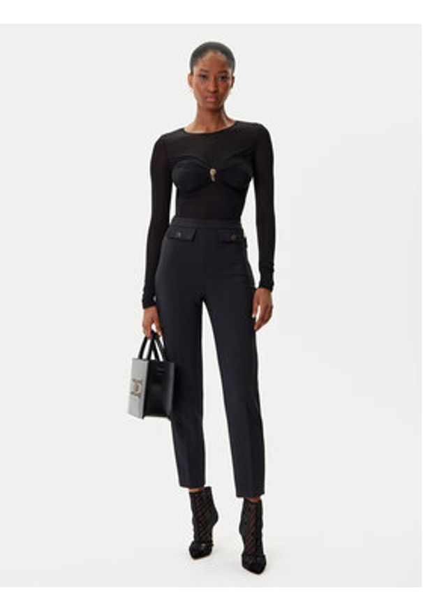 Elisabetta Franchi Spodnie materiałowe PA-120-56E2-V340 Czarny Regular Fit. Kolor: czarny. Materiał: syntetyk