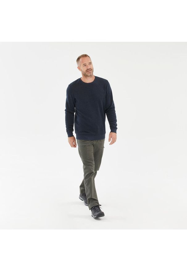 quechua - Sweter turystyczny męski Quechua NH150. Kolor: niebieski. Materiał: poliester, materiał, elastan, polar, tkanina, prążkowany, dzianina