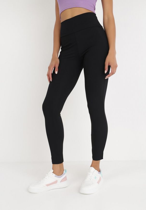 Born2be - Czarne Legginsy Anastinna. Okazja: na co dzień. Stan: podwyższony. Kolor: czarny. Materiał: materiał, guma, tkanina. Wzór: gładki, jednolity. Styl: casual