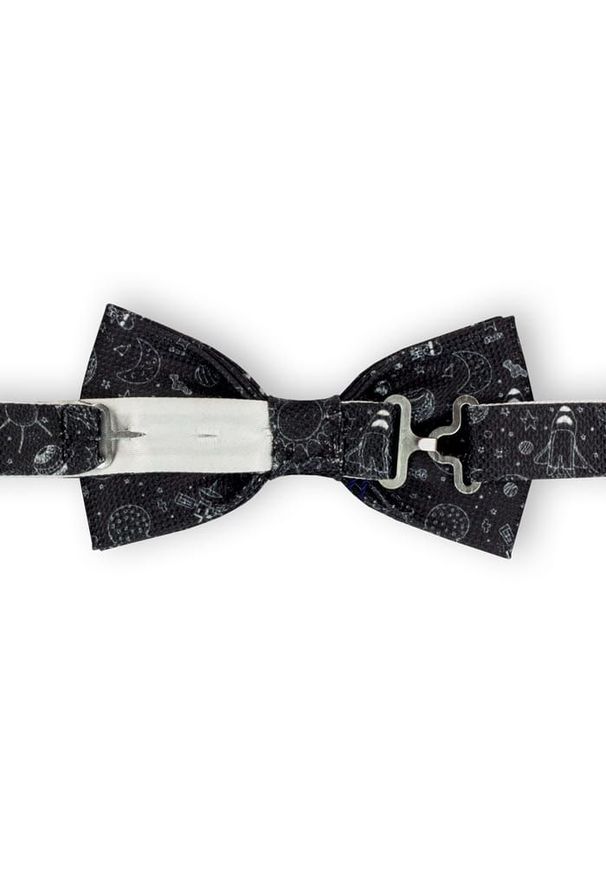 Mucha Męska, Czarna, Motyw Kosmiczny, Księżyc, Planety, Bez Poszetki -EM Men's Accessories. Kolor: czarny. Styl: sportowy, elegancki