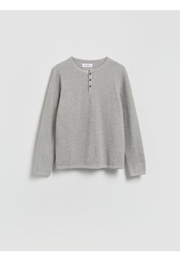 Reserved - Strukturalny sweter z bawełny - szary. Kolor: szary. Materiał: bawełna