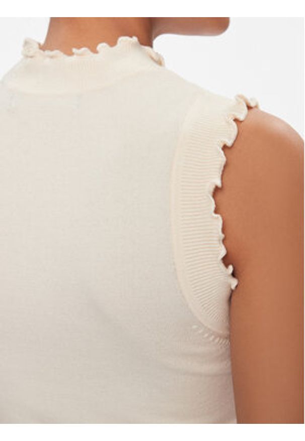 Vero Moda Bluzka Gold 10297855 Beżowy Slim Fit. Kolor: beżowy. Materiał: wiskoza, syntetyk