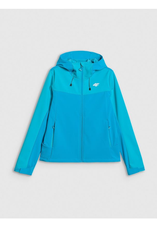 4f - 4F Kurtka softshell wiatroodporna membrana 8000 damska - niebieska S. Kolor: niebieski. Materiał: softshell