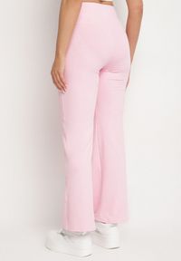 Born2be - Różowe Legginsy Dzwony z Wysokim Stanem i Szeroką Gumką w Talii Idoreia. Okazja: na co dzień. Stan: podwyższony. Kolor: różowy. Styl: elegancki, casual