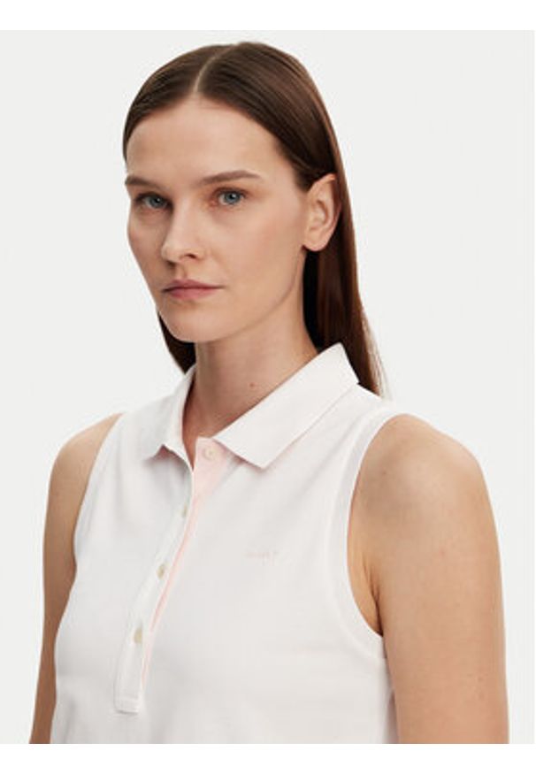 GANT - Gant Polo 4200560 Biały Regular Fit. Typ kołnierza: polo. Kolor: biały. Materiał: bawełna