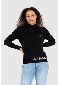 Aeronautica Militare - AERONAUTICA MILITARE Czarny sweter damski z domieszką kaszmiru. Kolor: czarny. Materiał: poliamid #4