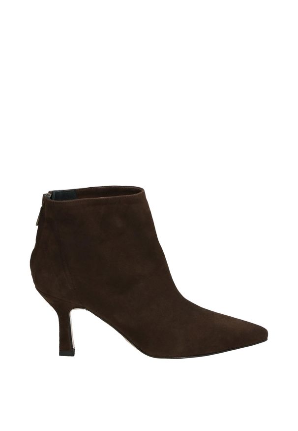 Venezia - ELEGANCKIE BOTKI Z ZAMSZU 06003 CAM CAFFE. Materiał: zamsz. Szerokość cholewki: normalna. Obcas: na obcasie. Styl: elegancki. Wysokość obcasa: średni