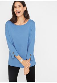 Shirt oversize o waflowej fakturze, rękawy 3/4 bonprix błękitny. Kolor: niebieski #5