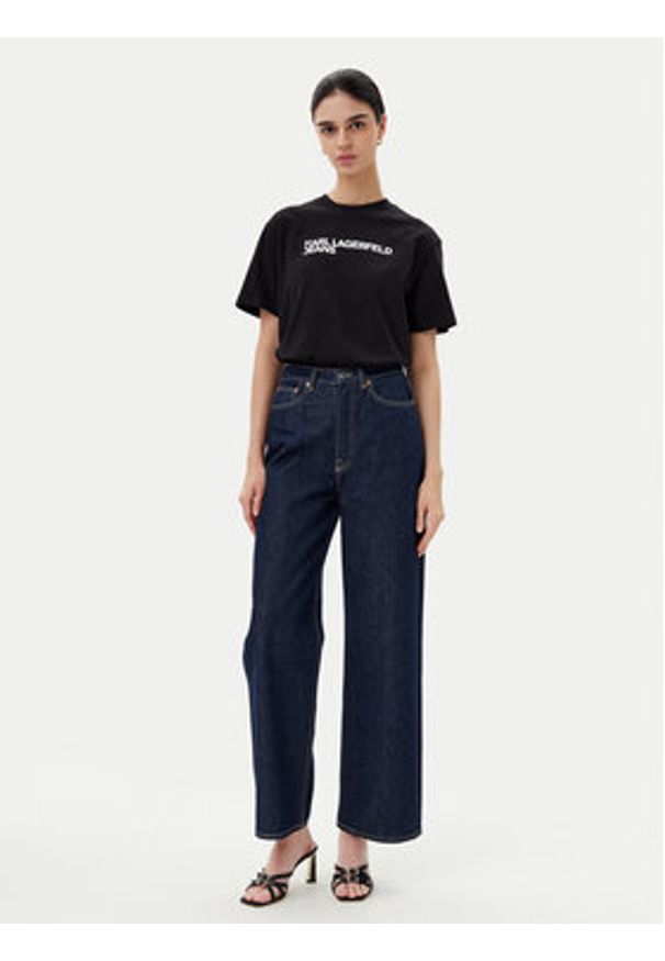 Karl Lagerfeld Jeans T-Shirt A1W17005 Czarny Relaxed Fit. Kolor: czarny. Materiał: bawełna