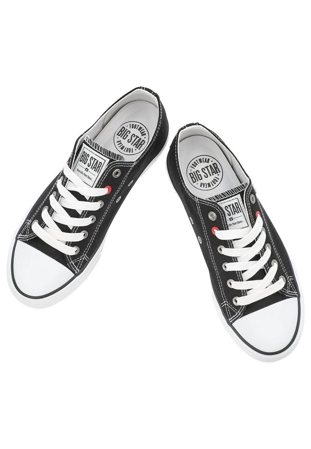 Big-Star - Czarne Klasyczne Trampki Damskie Big Star. Okazja: na co dzień. Zapięcie: sznurówki. Kolor: czarny. Materiał: materiał, guma. Styl: klasyczny