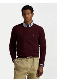 Polo Ralph Lauren Sweter 710974148008 Bordowy Regular Fit. Typ kołnierza: polo. Kolor: czerwony. Materiał: wełna #1