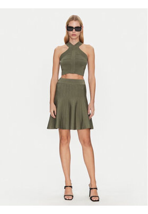Guess Top W5GR32 Z2XY0 Zielony Slim Fit. Kolor: zielony. Materiał: wiskoza